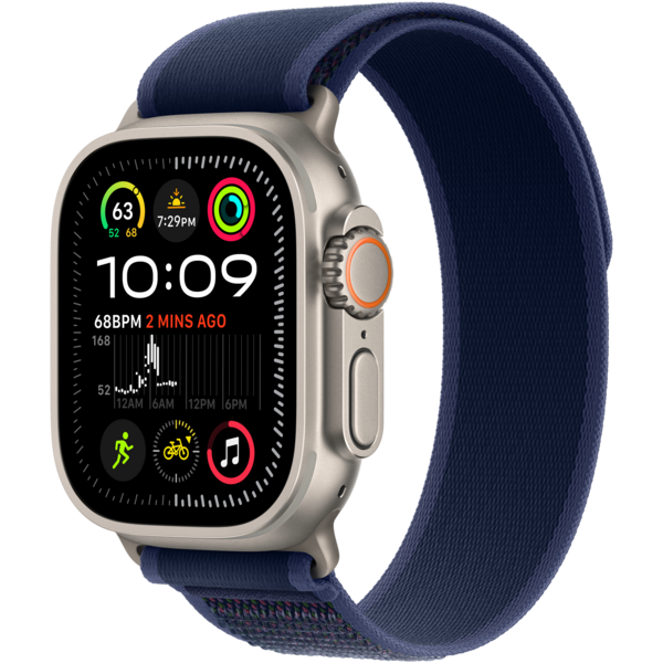 Apple Watch Ultra 2 -Trail-rannekkeella, Luonnonvaalea / Sininen, S/M (130–180 m