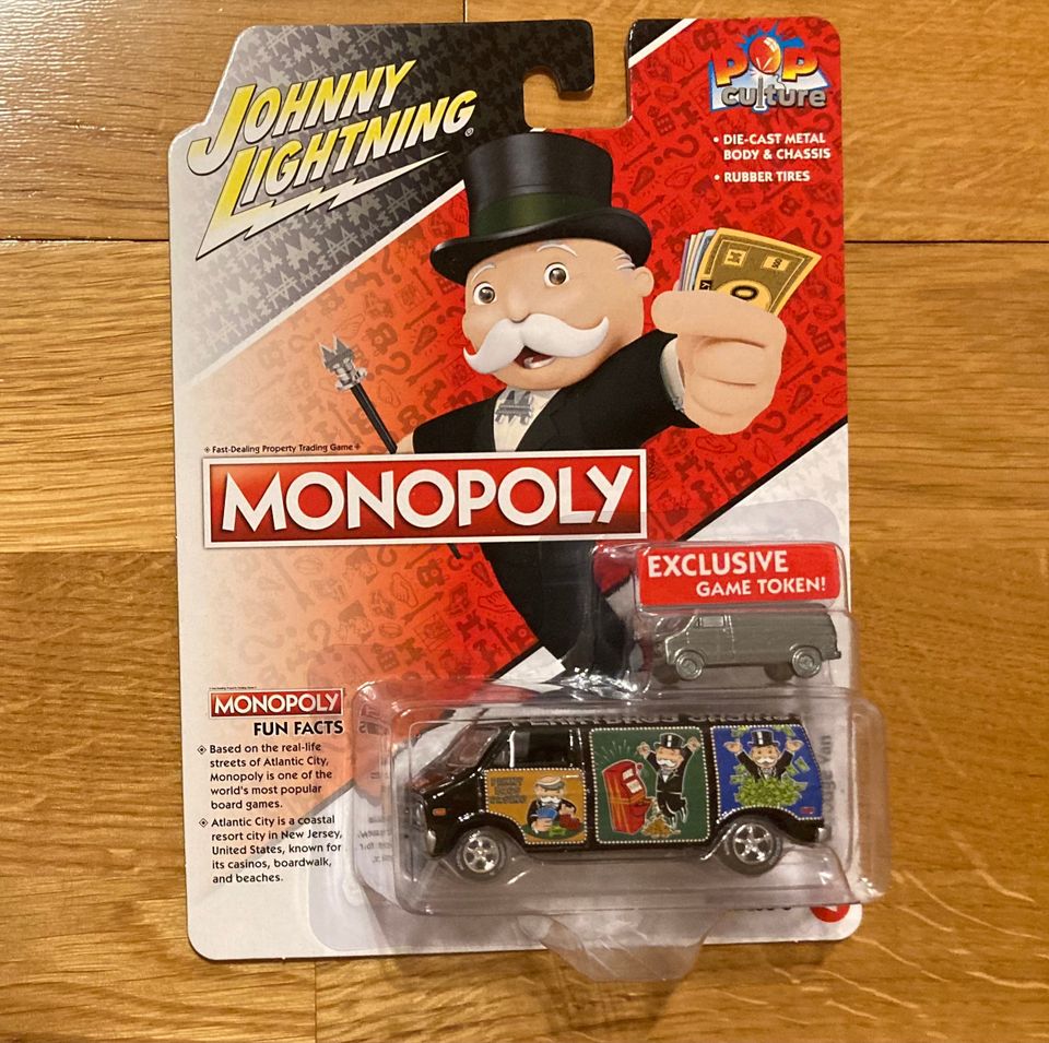 Pop culture Monopoly Johnny Lightning 76 Dodge Van -pikkuauto