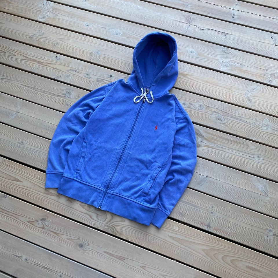 Ralph lauren vintage zip up huppari sininen punaisella logolla