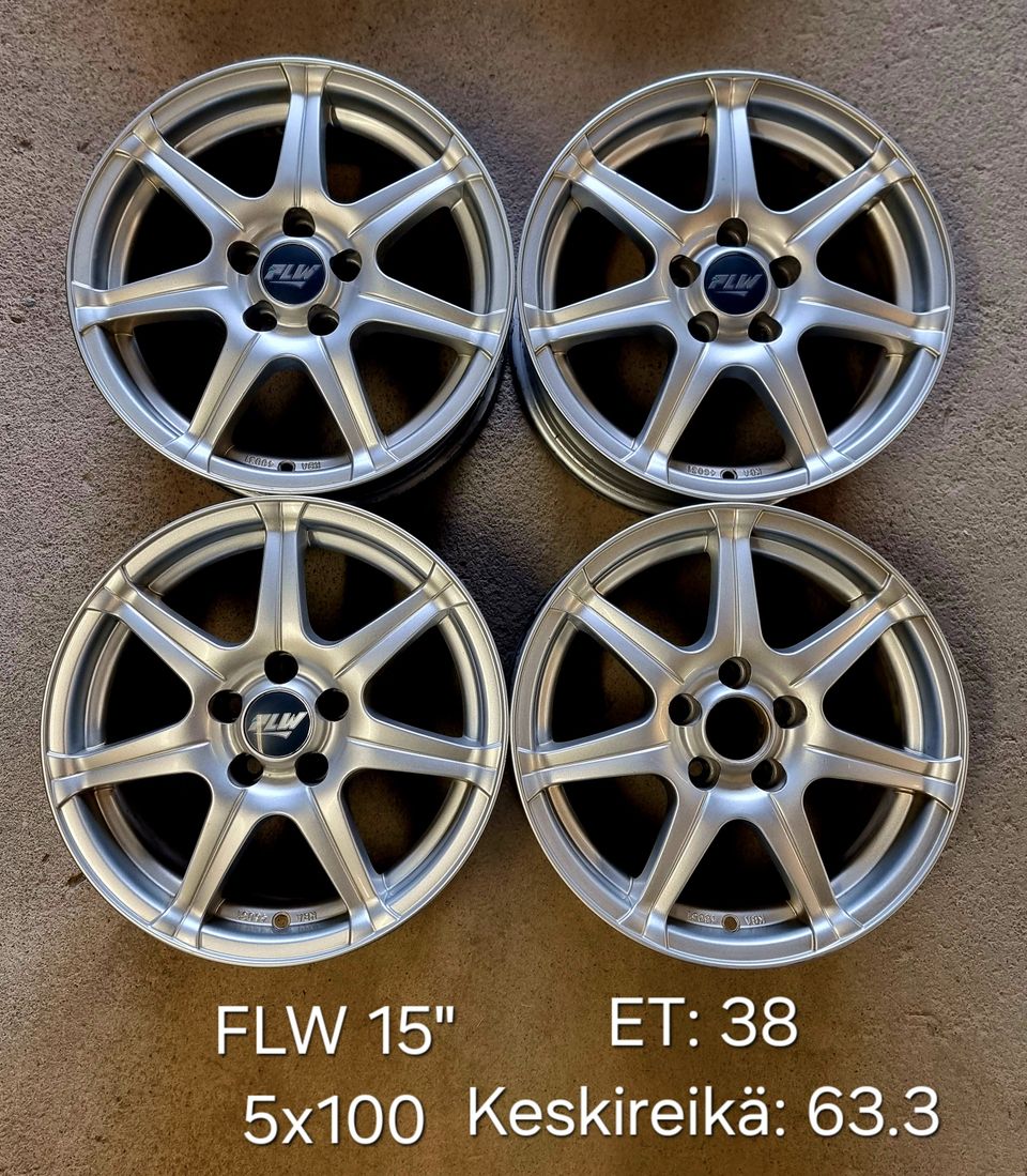 15" FLW 5x100 alumiinivanteet