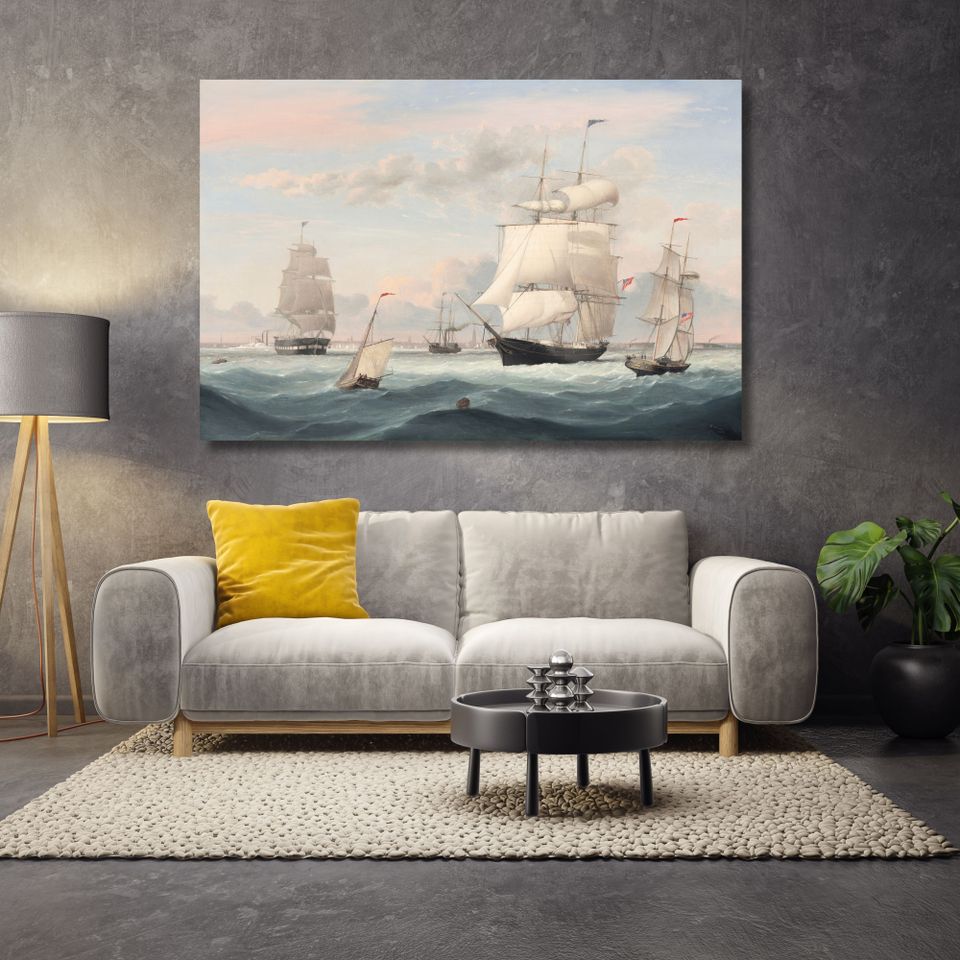 Uusi "New York Harbor (1852)" Canvas Taulu