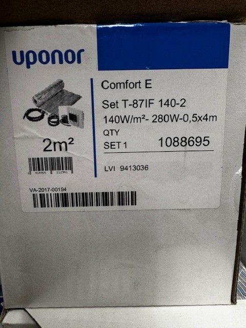 Lattialämmityspaketti Uponor Comfort E sähköinen, 2 m2