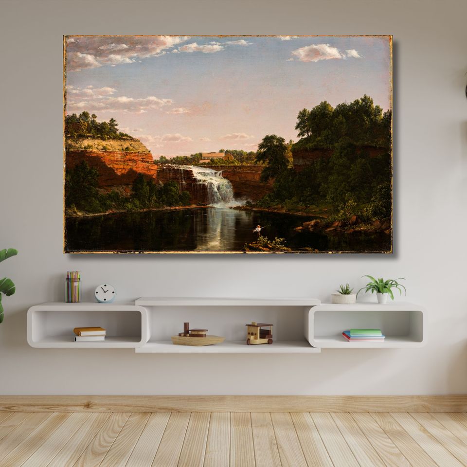 Uusi "Frederic Edwin Church Lower Falls" Canvas Taulu