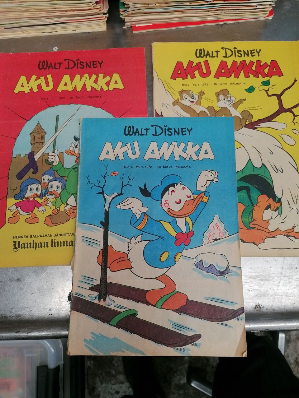 Aku Ankka Lehdet nro 1,2 ja 4 1972