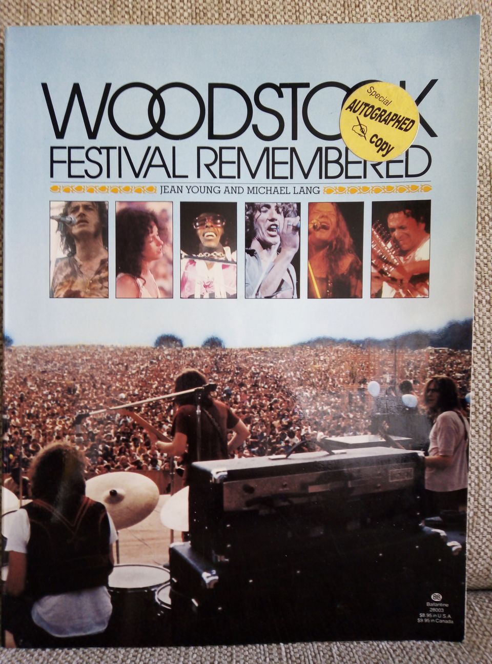 Woodstock Festival Remembered -kirja / Michael Lang nimikirjoitus rare rock