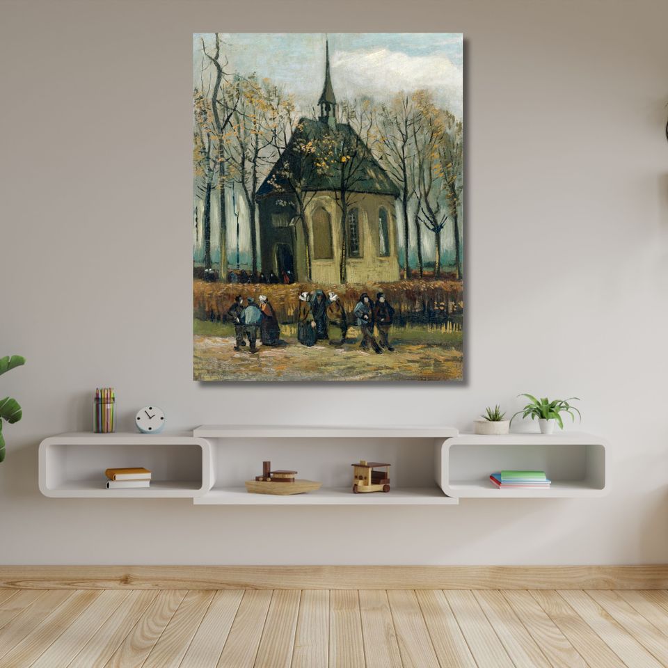 Uusi "Reformed Church In Nuenen 1884" Canvas Taulu