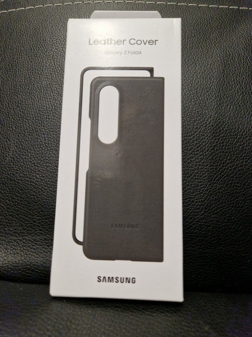 Samsung z fold4 leather cover black