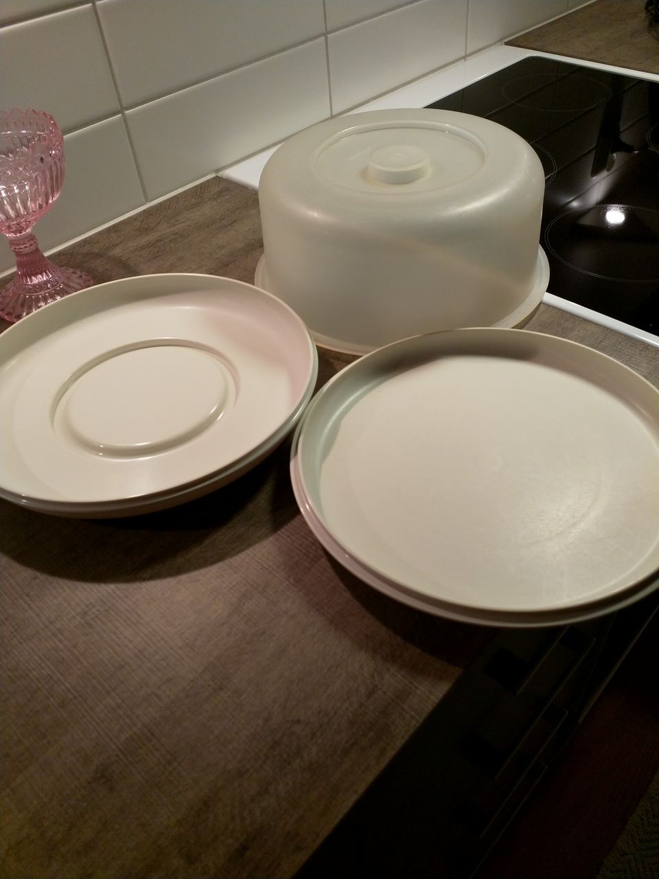 Tupperware kakkuvati,  3-osainen, valkea / väritön