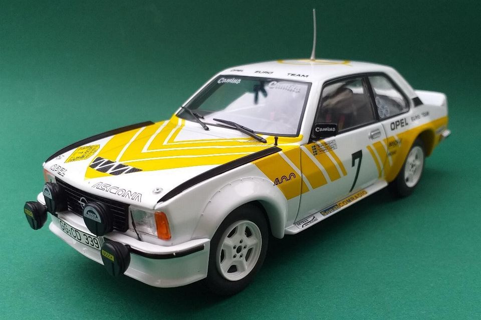 1980 1:24 Opel Ascona B 400 ralliauto metallinen pienoismalli 18cm paketissa