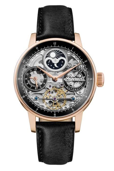 Uusi Ingersoll "The Jazz" Automatic Moon Open Heart Skeleton Miesten kello