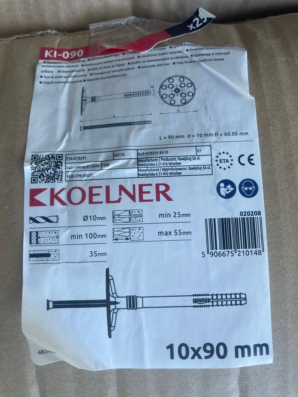 Eristekiinnike Koelner 10x90 250kpl