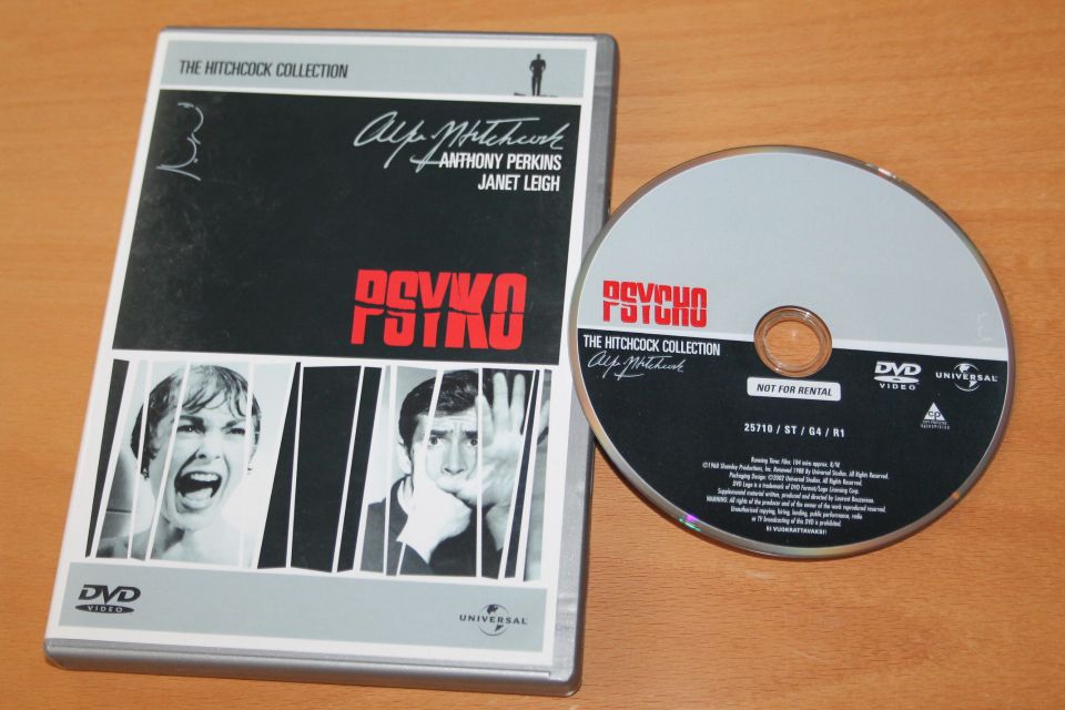 1960 Psyko Psycho Alfred Hitchcock levy DVD elokuva siisti kunto DVD-elokuva