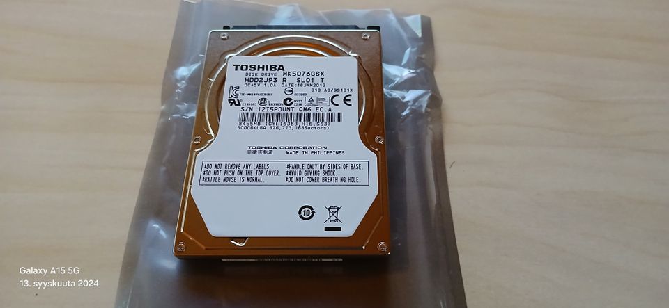 Toshiba 500GB kovalevy