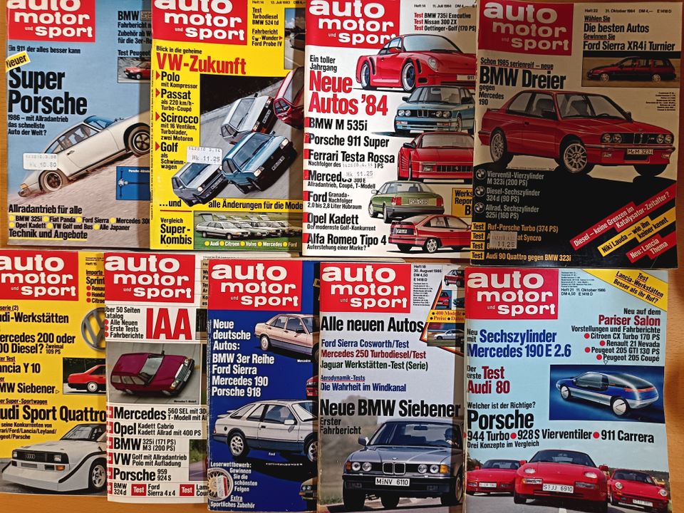 Auto Motor und Sport lehtiä 1980-luvulta