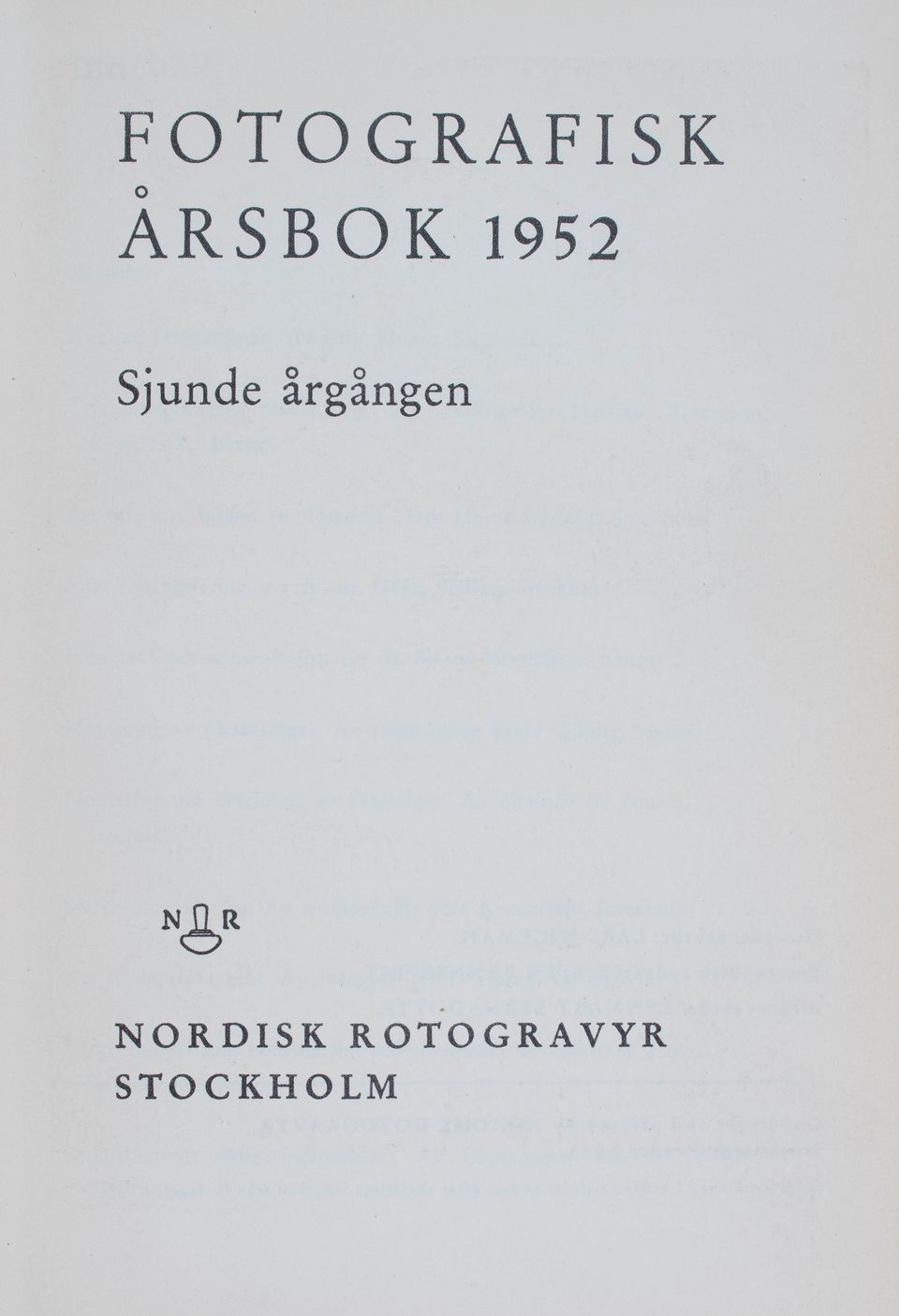 FOTOGRAFISK ÅRSBOK 1952