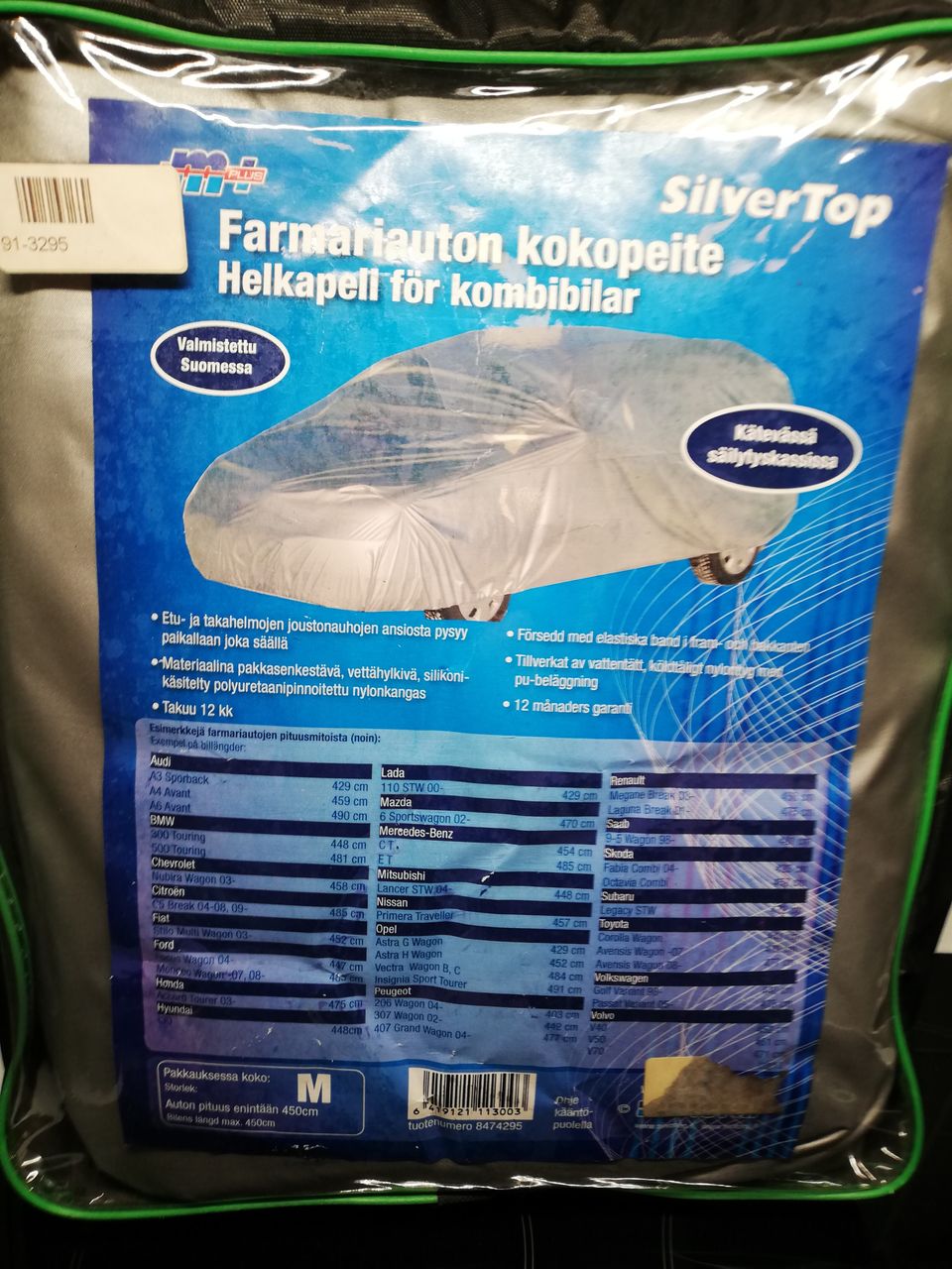 Kokopeite farmariautoon,jonka pituus max 450 cm