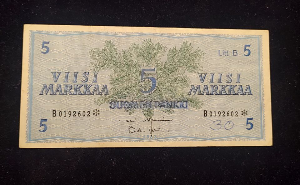 5 markkaa v.1963 Litt. B, B-tähti