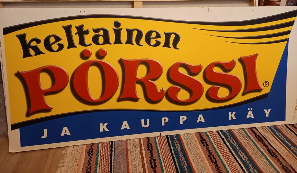 Keltainen pörssi mainoskyltti