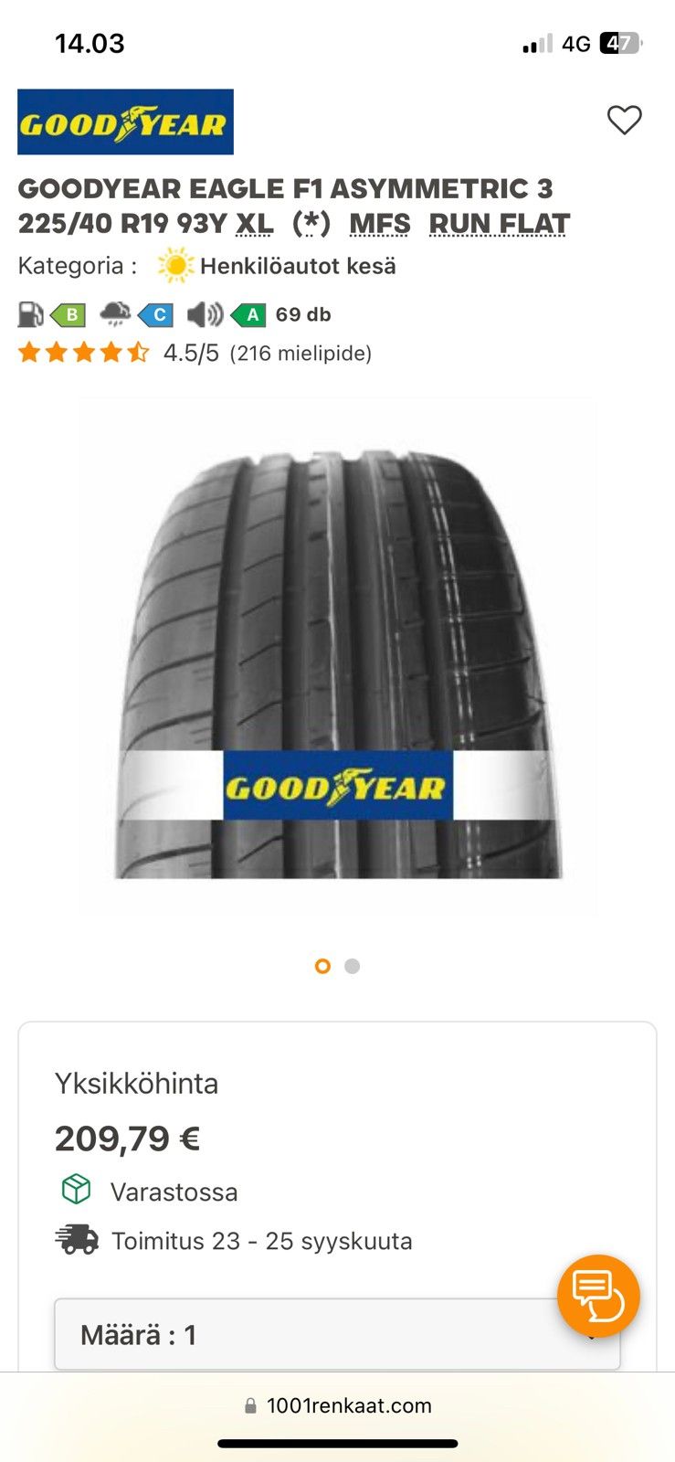 GOODYEAR EAGLE F1 ASYMMETRIC 3 225/40 R19