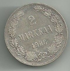 Suomi Hopea 2 markkaa vuolelta 1906