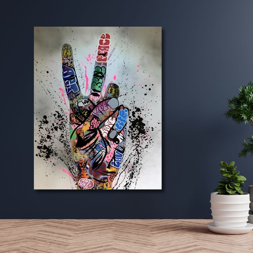 Uusi "Banksy Victory Sign" Canvas Taulu