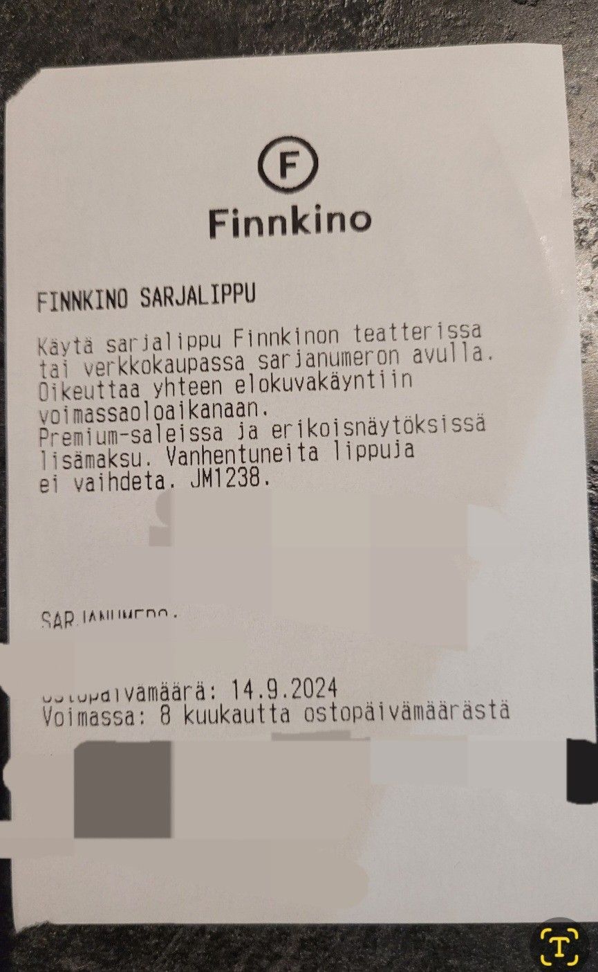 Finnkino elokuvalippuja