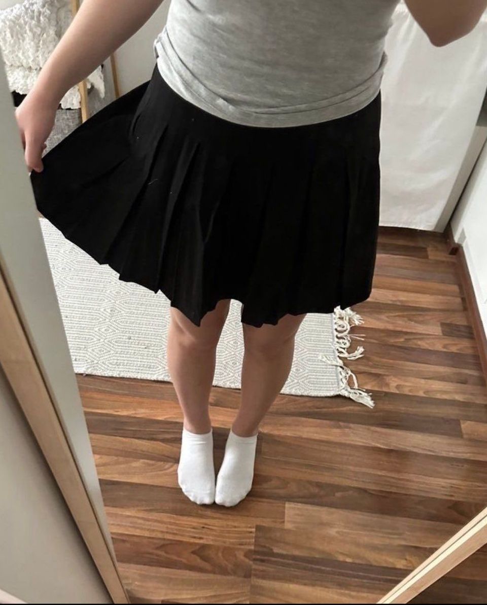 Box pleat mini skirt