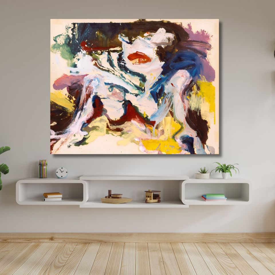 Uusi "Willem De Kooning Abstract" Canvas Taulu