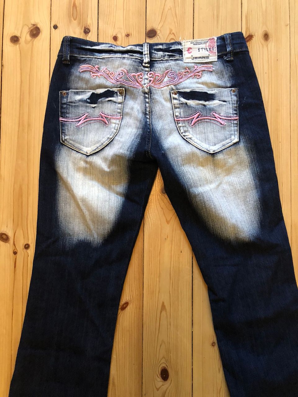 y2k matalavyötäröiset flare jeans, koko S-M