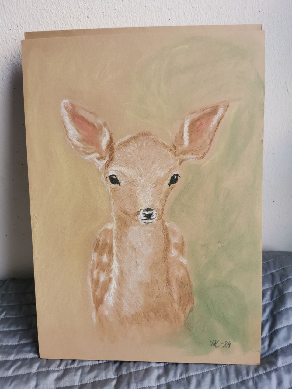 Kuivapastellityö bambi