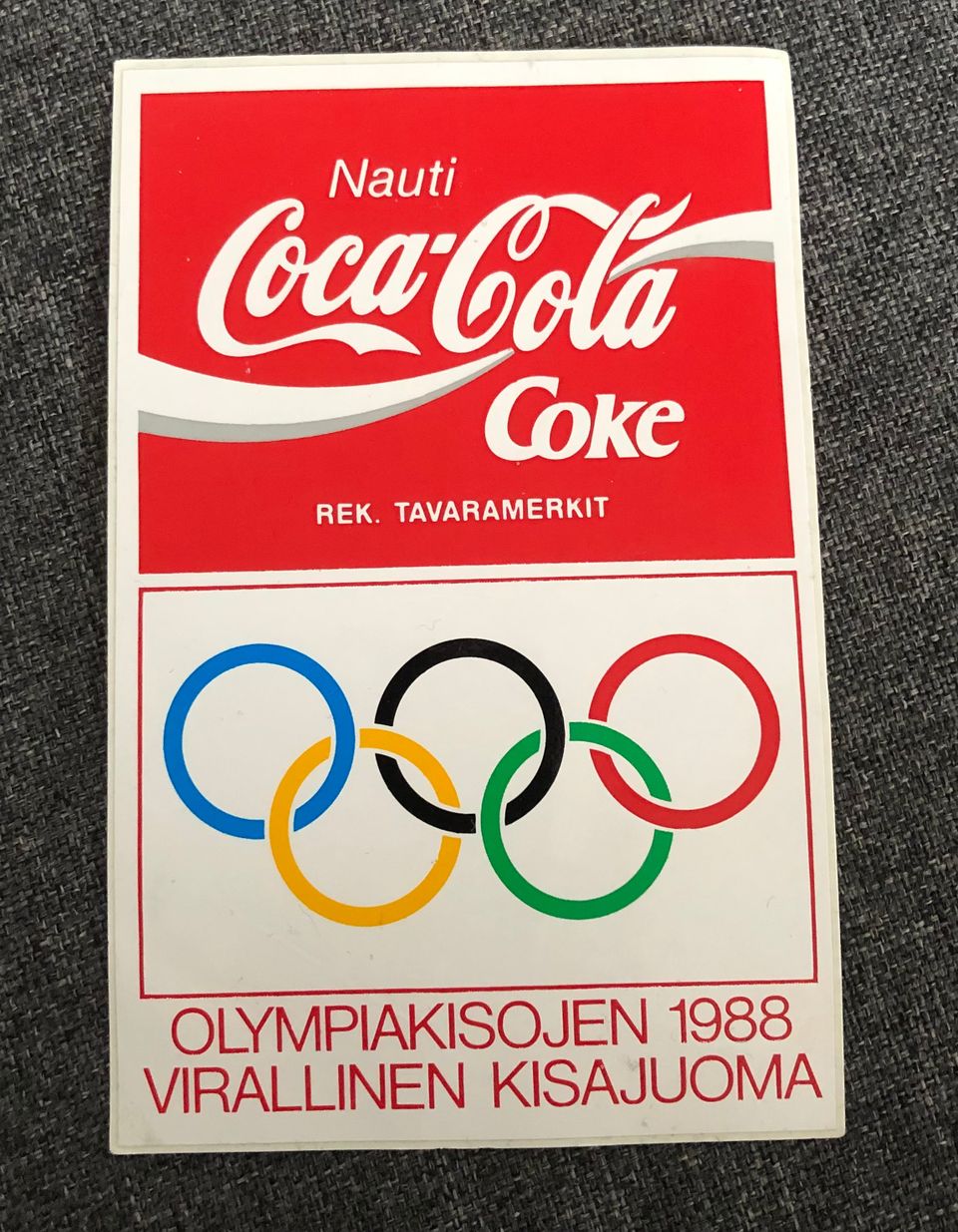 Vanha Coca-Cola -tarra olympiakisajuoma 1988