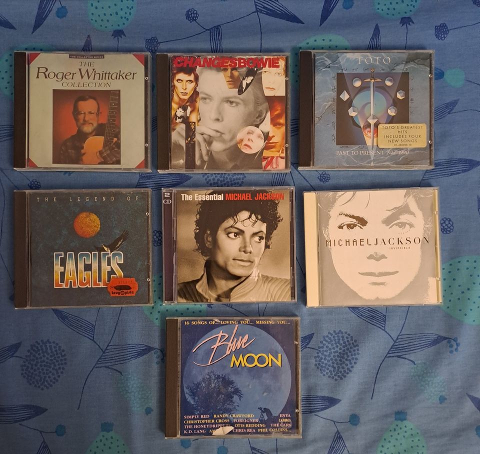 CD-levyt 7 kpl mm.Bowie,Eagles,Michael Jackson