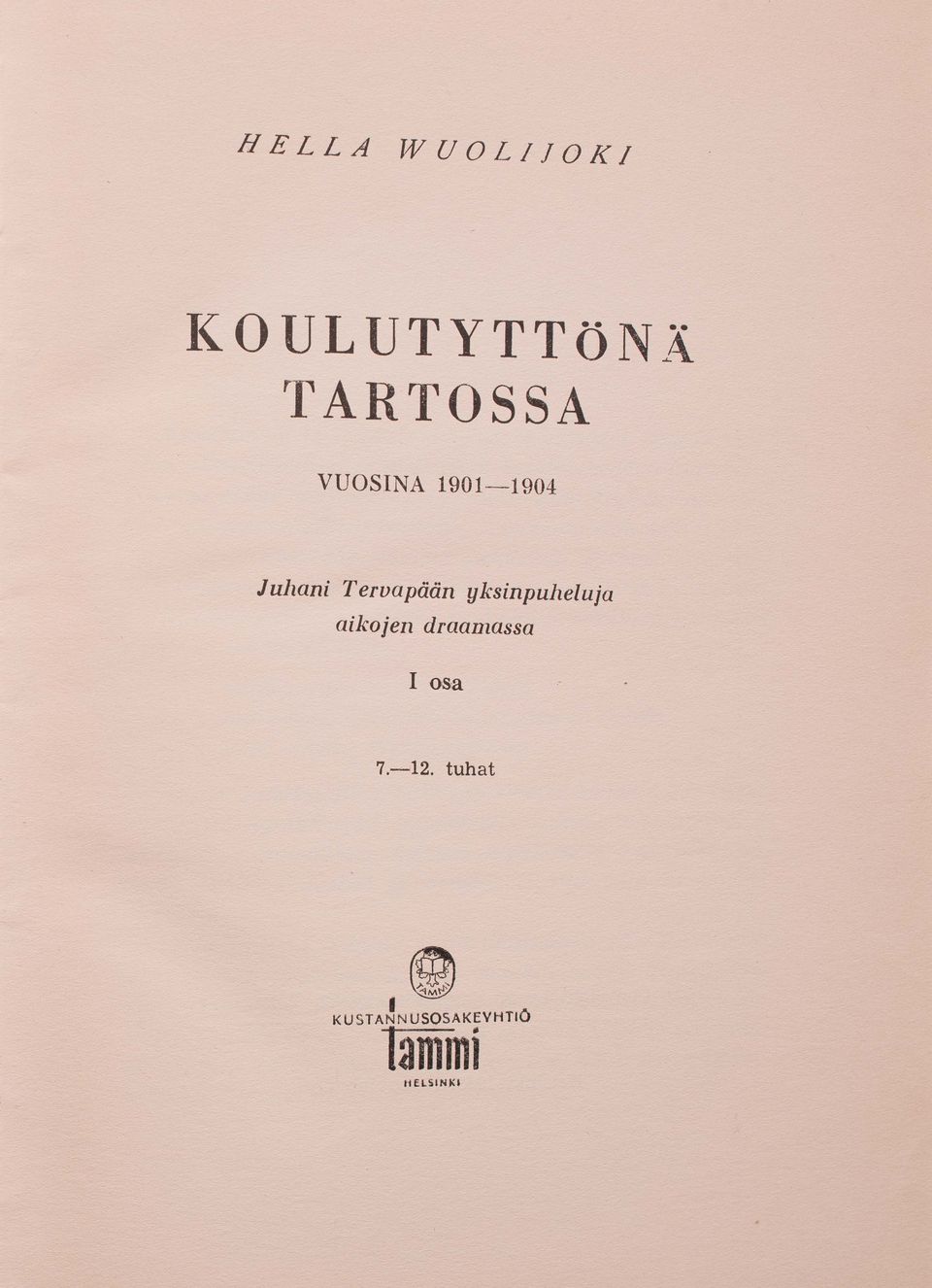 Koulutyttönä Tartossa vuosina 1901-1904