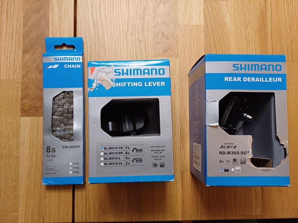 Shimano ketju, vaihtaja ja vaihdevipu