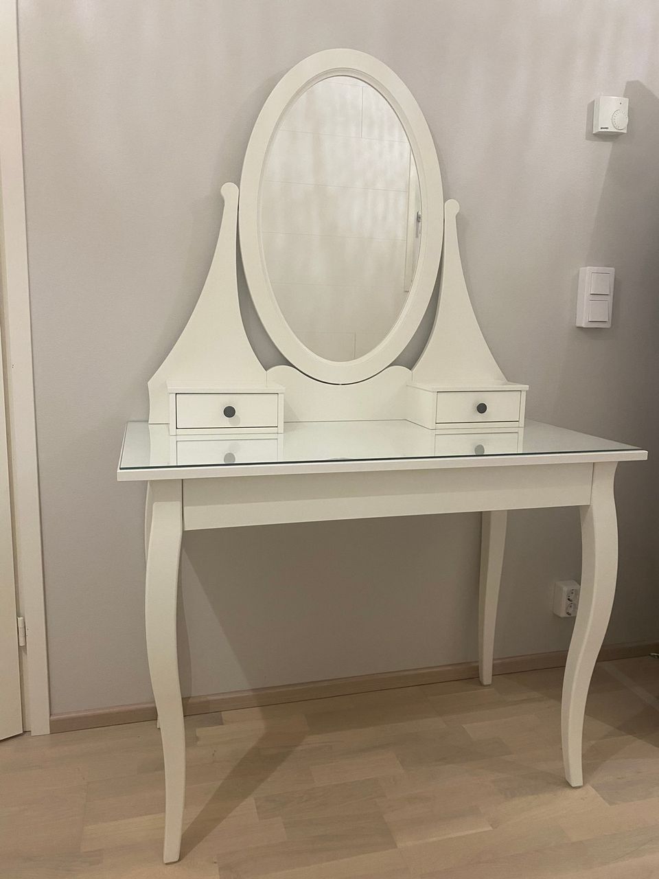 Ikea Hemnes kampauspöytä ja peili, valkoinen, 100x50 cm