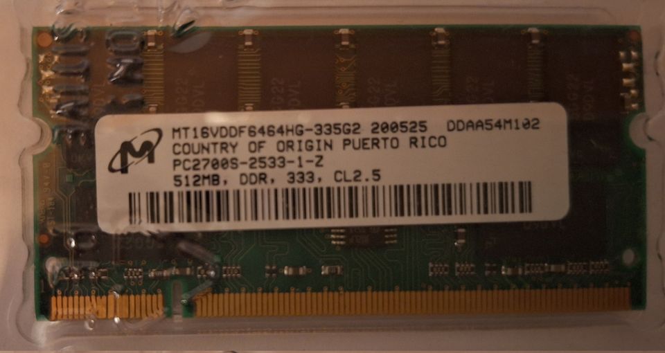 512MB DDR 333MHz CL2.5