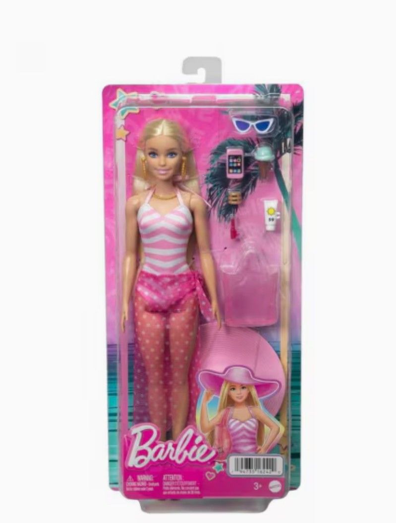 Uusi Barbie: Rantapäivä-barbie avaamattomassa pakkauksessa