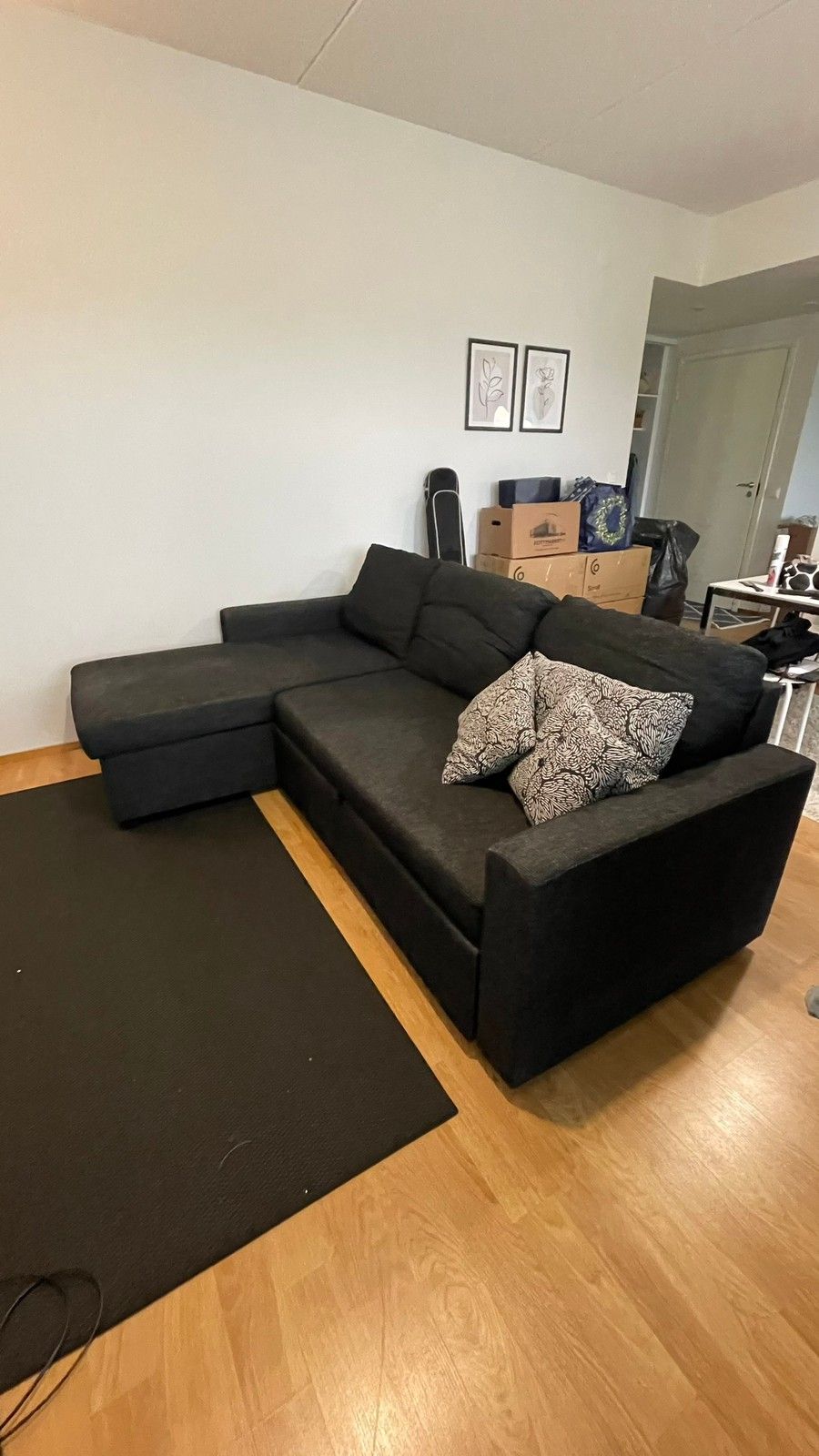 L sofa (couch, sohva) color dark gray (price negotiable)