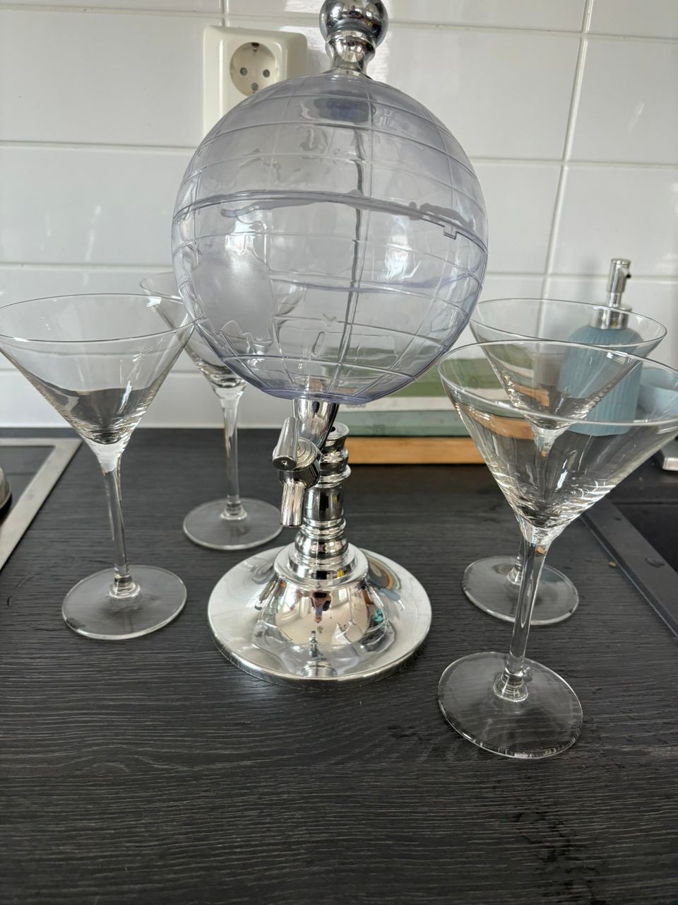 Martini Glasses and dispenser globe