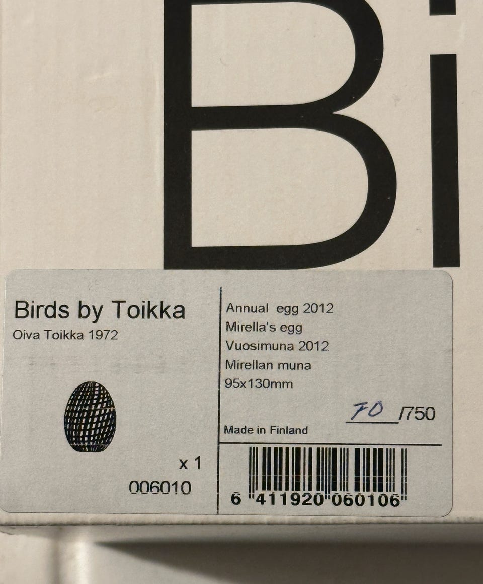 工芸品  bird oiva toikka mirella 2012 Mirella Annual Bird 2012 - Oiva Toikka glass design Iittala