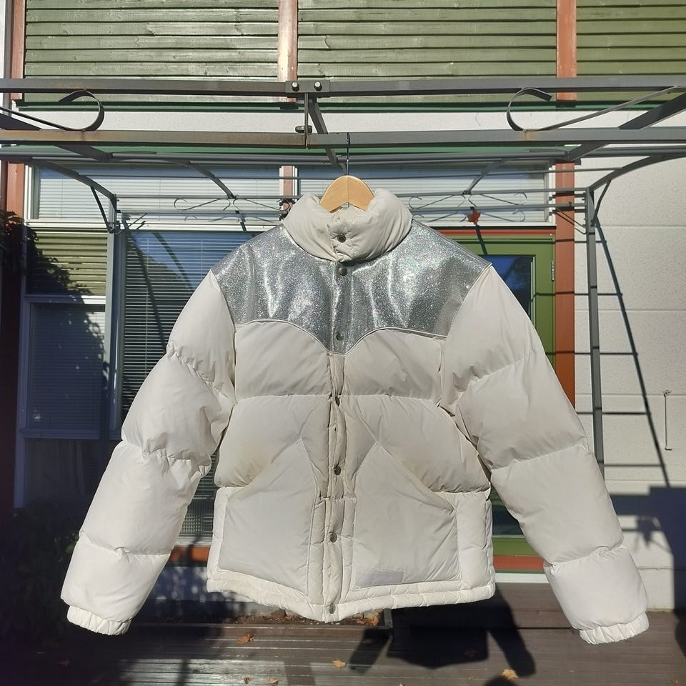 Supreme Glitter Yoke Down Puffer Jacket White | Tori