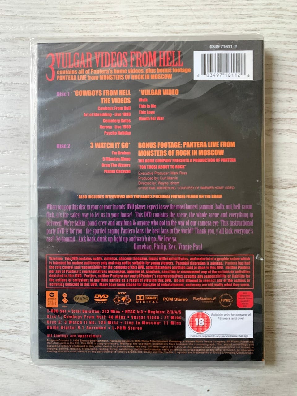【DVD】パンテラ 3Vulgar Videos from Hell Pantera / パンテラ「3 VULGAR VIDEOS FROM HELL / パンテラ映像