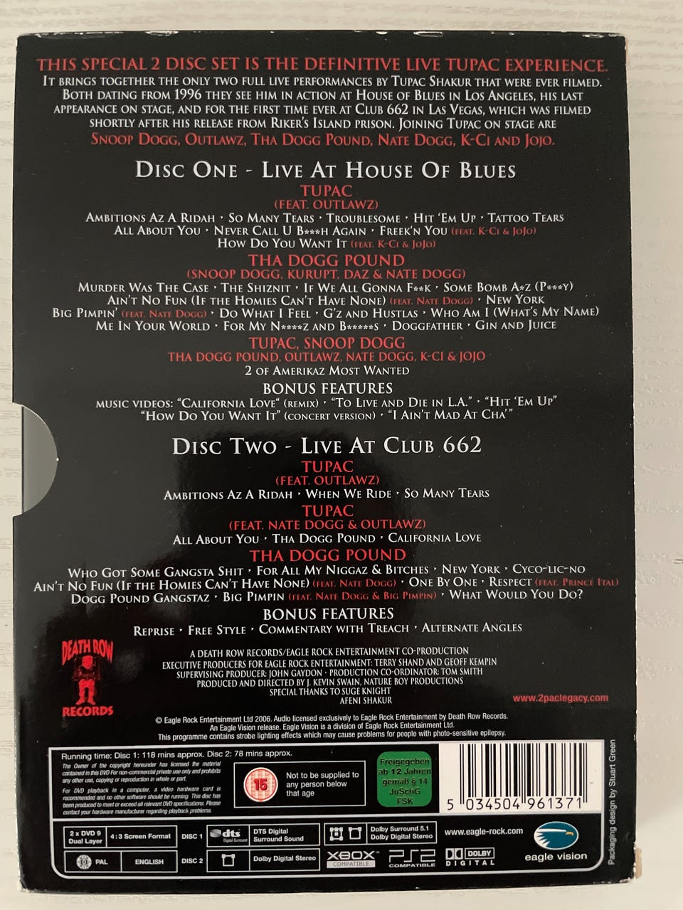 Tupac the Complete Live Performances NM | Tori