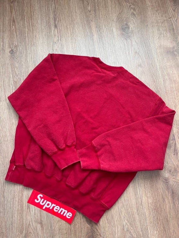 トップス Supreme Washed Box Logo Crewneck Red M Supreme Washed Box Logo Crewneck Brushed-back fleece with