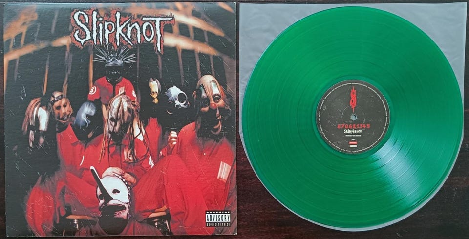 SlipKnot 1st Slime-Green Vinyl レコード Vtg ORIGINAL 1999 SLIPKNOT 1st Album Self Titled Record
