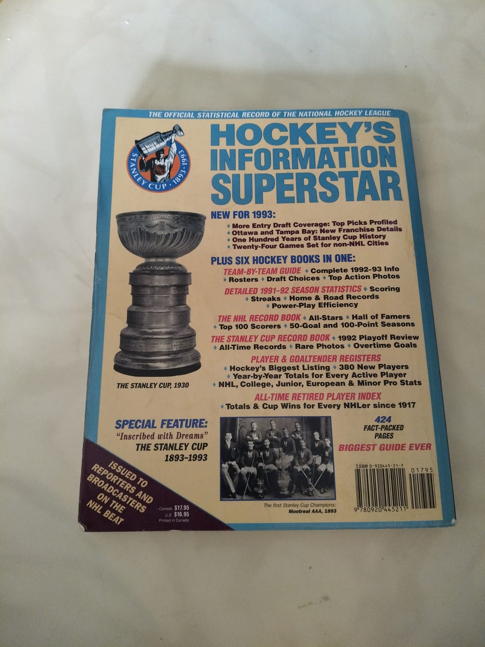 NHL Official Guide & Record Book 1992–93 jääkiekkokirja | Tori