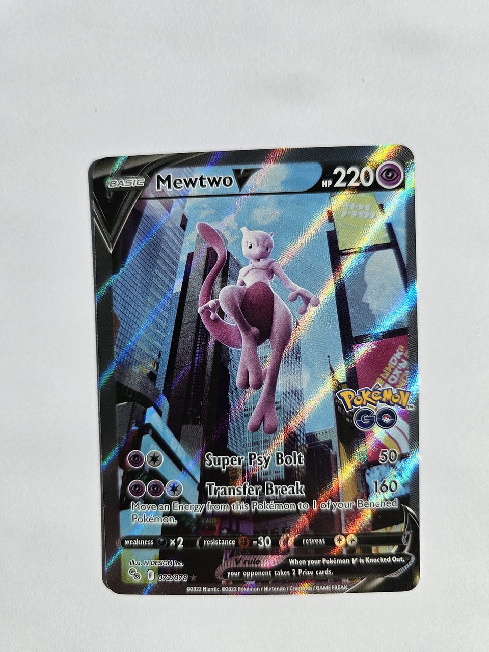 Mewtwo V 072/078 Pokmon GO Alternate Full Art | Tori