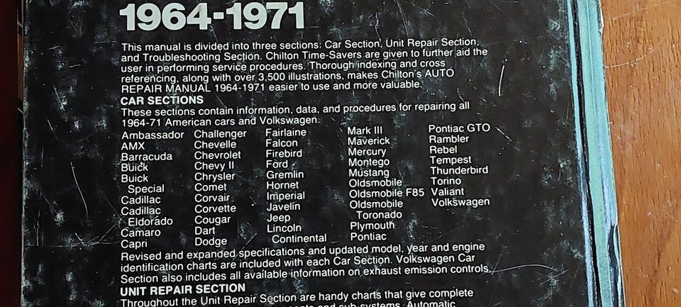 Chilton Auto Repair Manual 1964–1971 korjauskirja | Tori