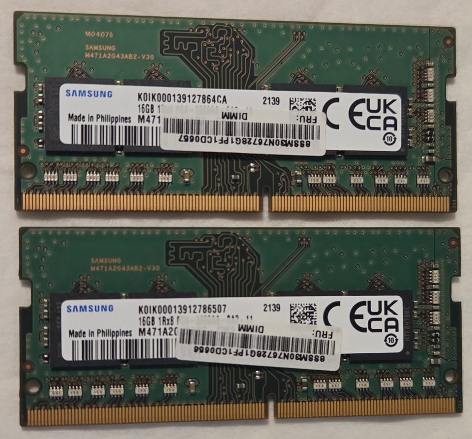 2kpl 16Gt (32Gt) 3200Mhz DDR4 So-Dimm muistikampoja (Samsung) | Tori