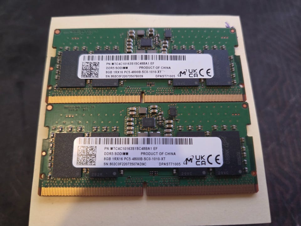Micron 16Gb (2x8Gb) 4800MHz SODIMM DDR5 | Tori